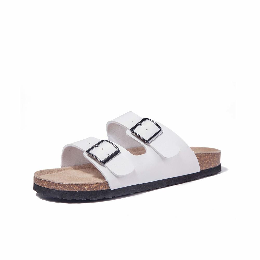NEW TF STAR WOMEN 2-STRAP ADJUSTABLE BUCKLE, FLAT CASUAL CORK SLIDE SANDALS,SLID